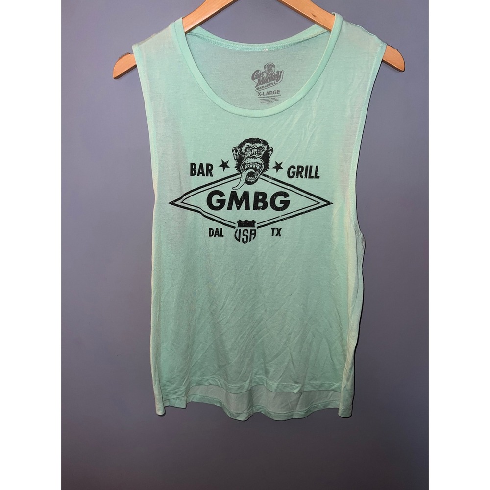 Gas Monkey Bar N Grill GMBG Dallas TX Muscle Tank Top XL Seafoam Sleeveless